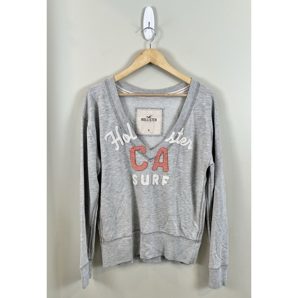Hollister California Surf Y2K Vtg Sweatshirt‎ V Neck Womens Sz Medium